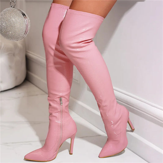Glossy Over The Knee Boots - Your Shiny Clothes