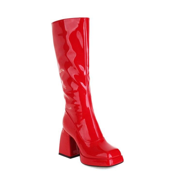 Platform Candy Color Knee High Boots - Your Shiny Clothes