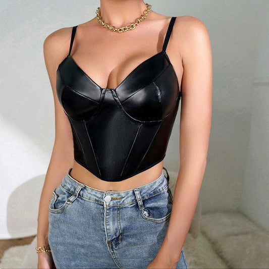 Faux Leather Bustier - Your Shiny Clothes