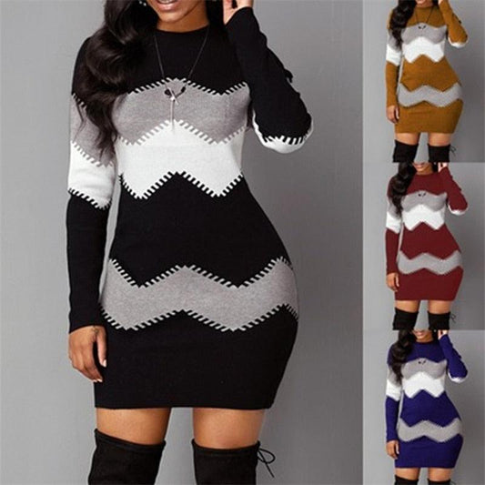 Knitted Multi-Color Striped Sweaterdress - Your Shiny Clothes