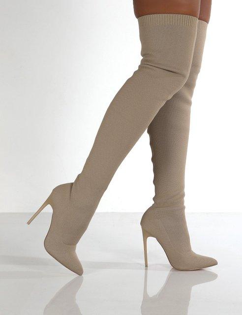 Over The Knee Knitted Elastic High Boots - Your Shiny Clothes